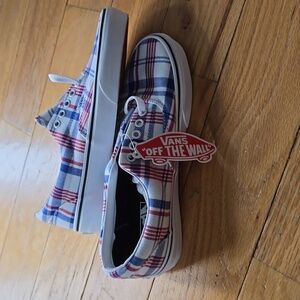 Red White and Blue Plaid Vans